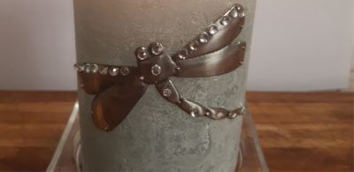 Pewter Dragonfly Candle by Sandy Griffiths from Sandy Art Studio